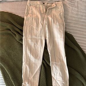 Beige Striped Pants Zara Linen Blend